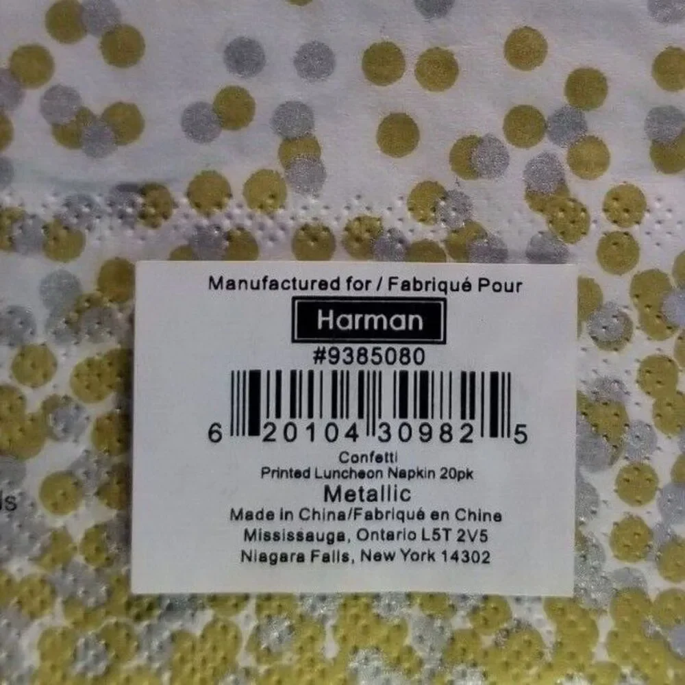 Confetti Metallic Napkins Luncheon & Cocktail Sizes Gold & Silver Party Holiday